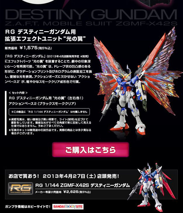 Premium Bandai] Expansion Effect Unit “Wings of Light” 光の翼 x RG 
