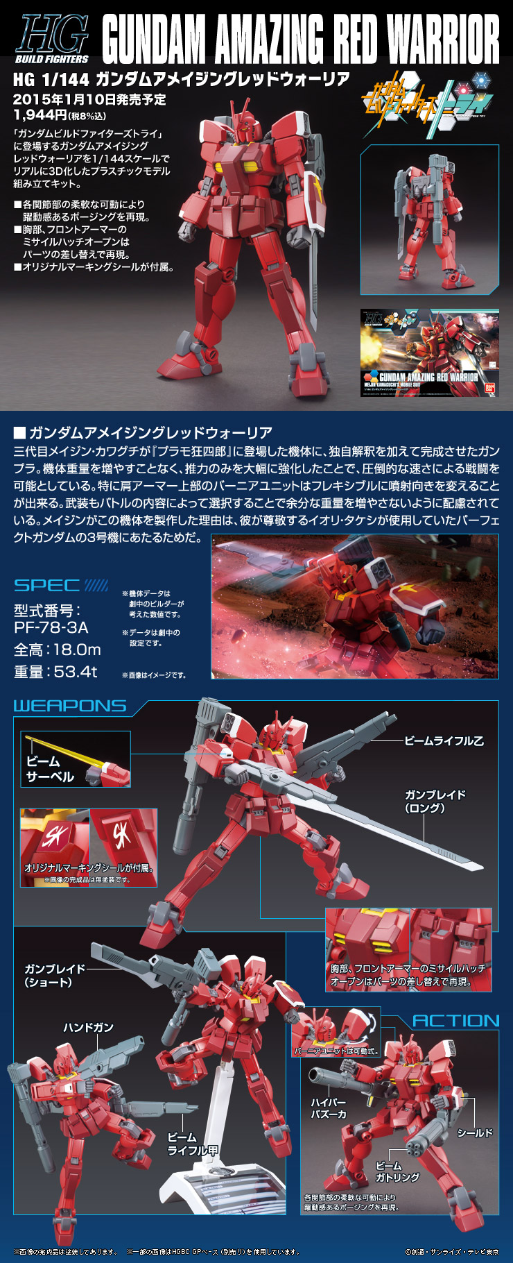 HGBF 1/144 Gundam Amazing Red Warrior + HGBC Red Weapons UPDATE Hi 