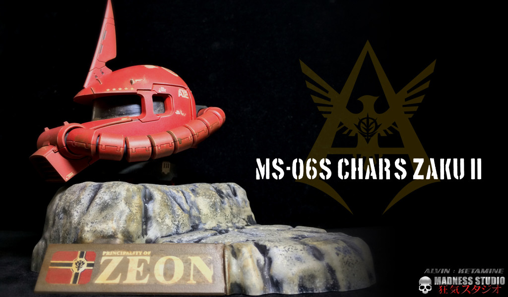 MADNESS STUDIO's 1/35 MS-06S Char's Zaku II Head Display weathered: Full Photo review, Full Info